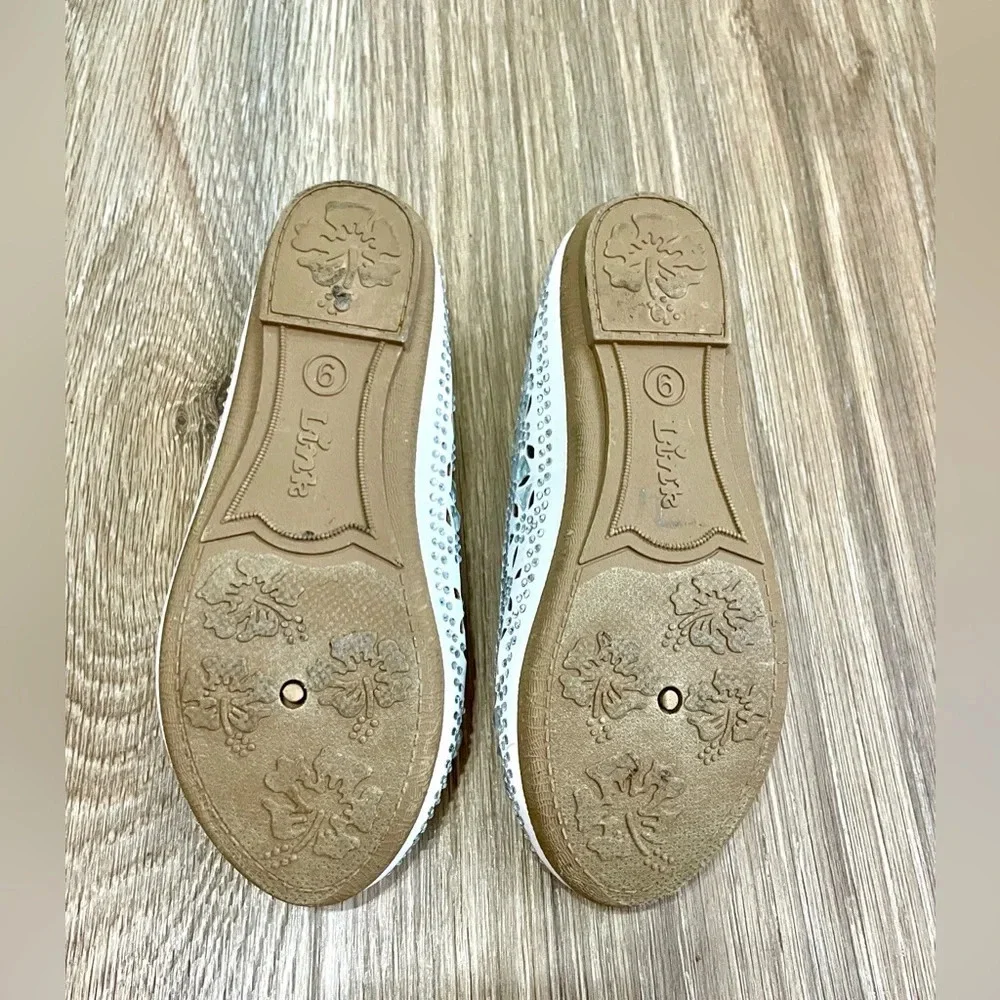 Link White Cutout Rhinestone Toddler Flats Size 9